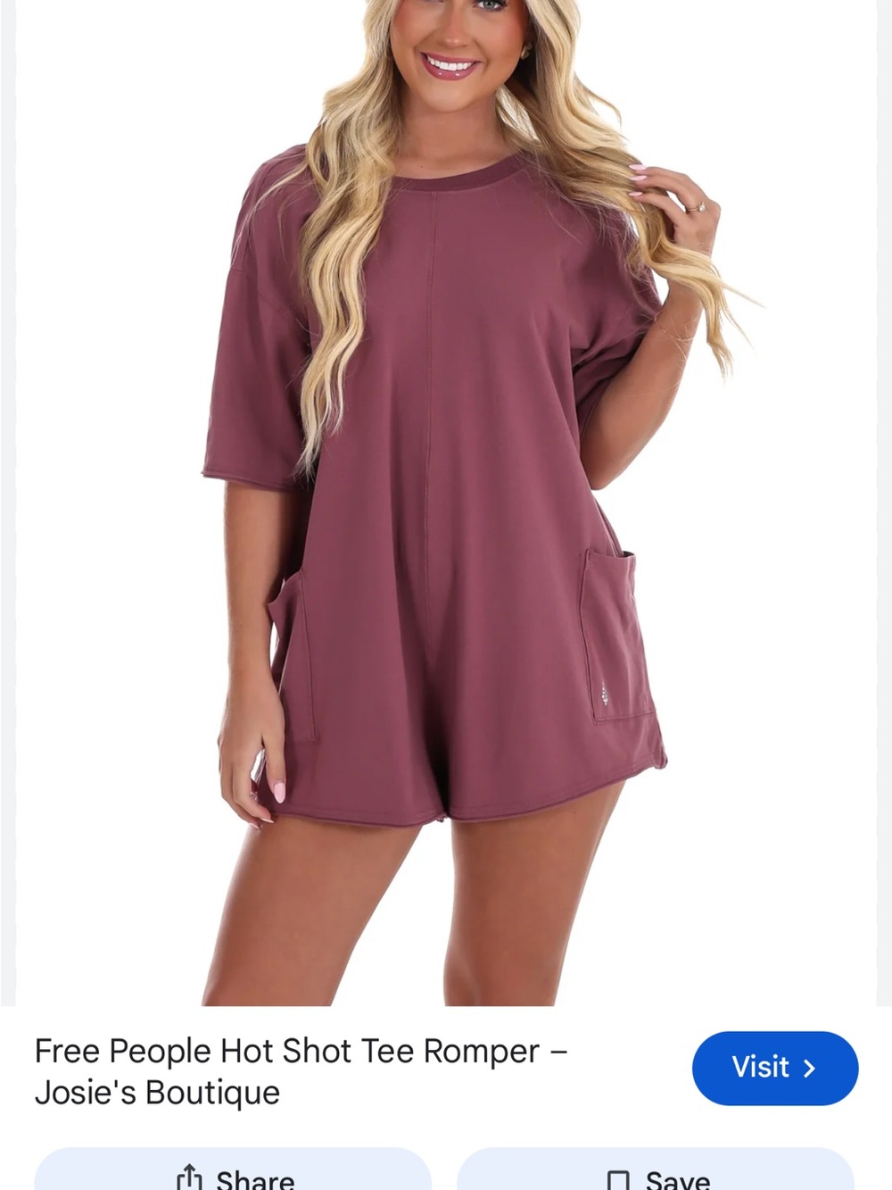 FP Movement by Free People Mauve Hot Shot Tee Romper